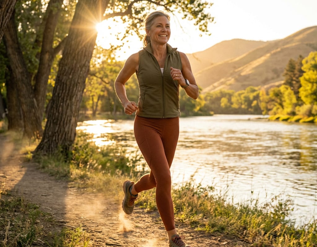 Frau beim Sport im Freien als Symbol fuer natuerliche Blutdrucksenkung
